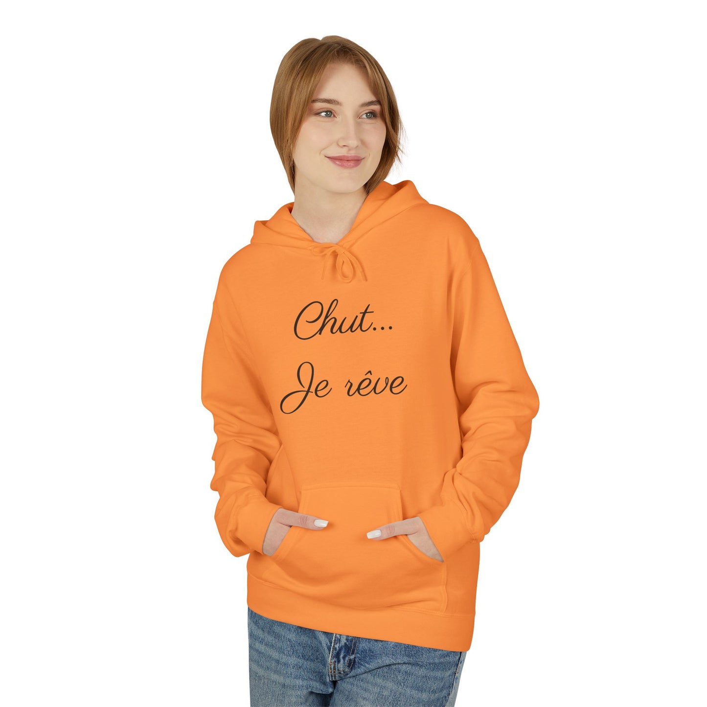 Hoodie — "Chut... Je rêve" Minimal French Script Pullover