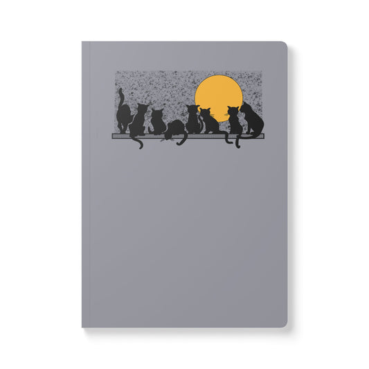 Moonlit Cats Vintage Book Cover Softcover Journal