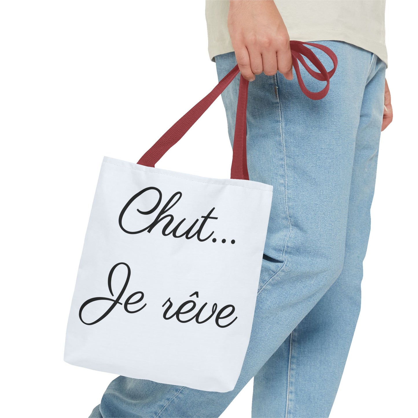 Tote Bag — "Chut... Je rêve" French Script Reversible Tote
