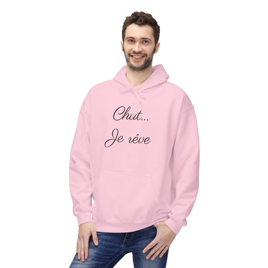 Hoodie — "Chut... Je rêve" Minimal French Script Pullover
