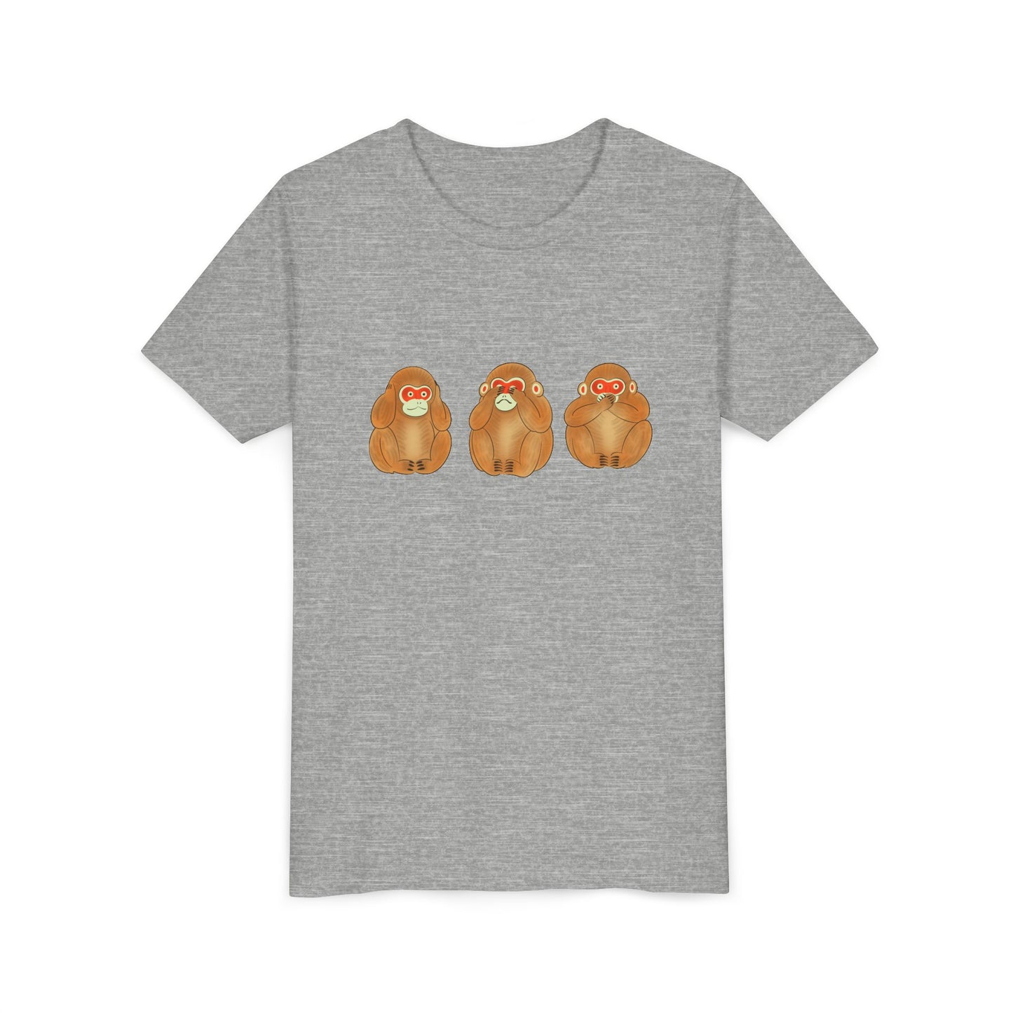 Three Wise Monkeys Fushimi clay doll Youth TShirt | Three Wise Monkeys