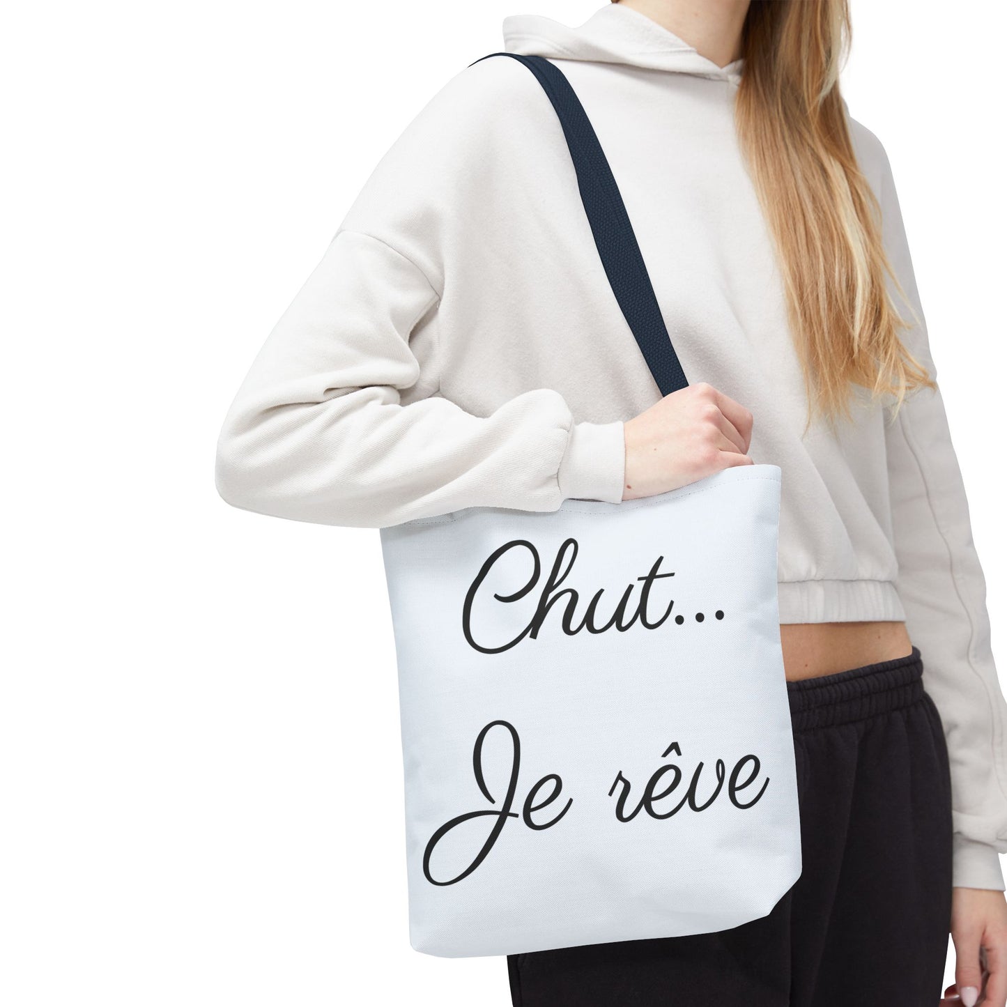 Tote Bag — "Chut... Je rêve" French Script Reversible Tote