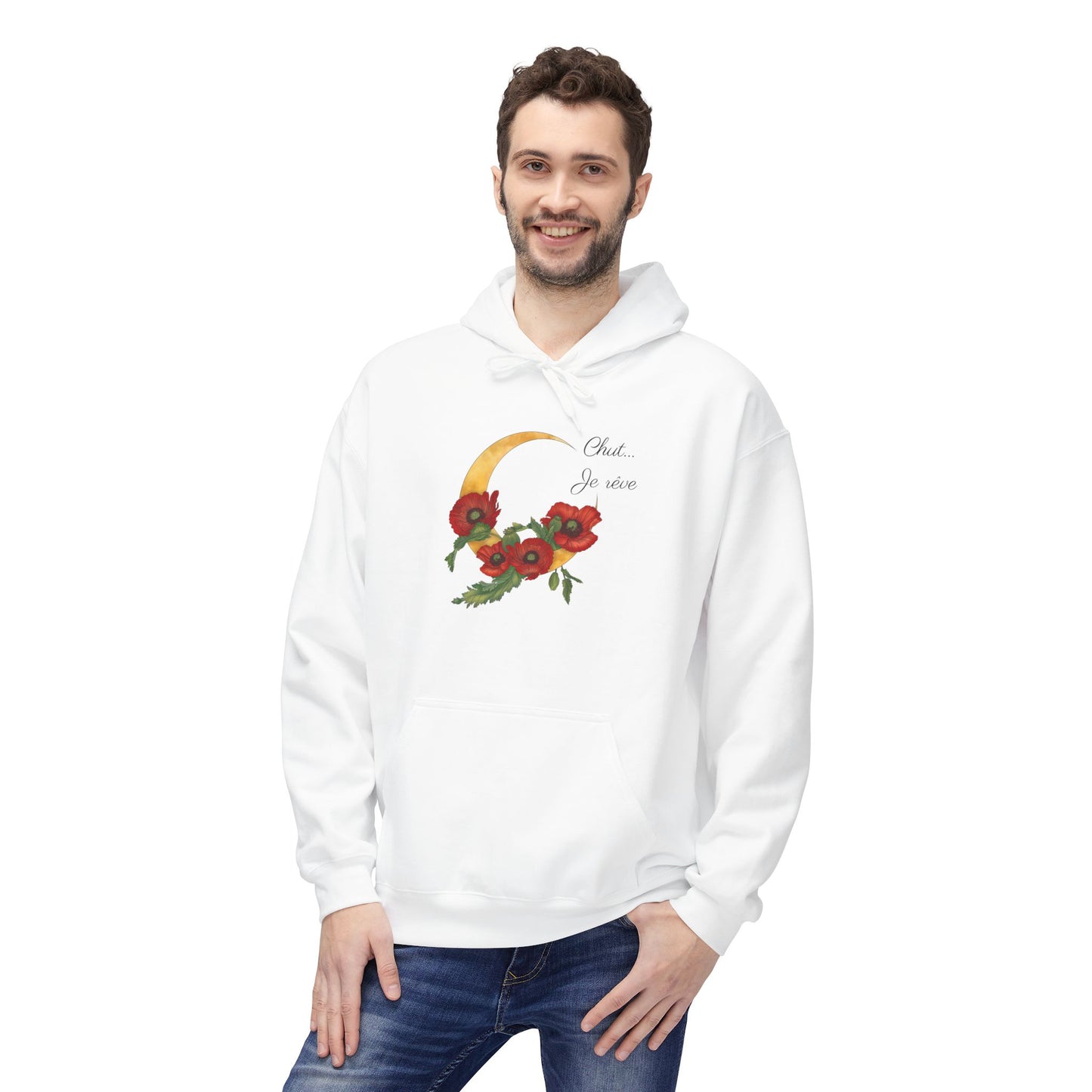 "Chut... Je rêve" Minimal French Script Hoodie Pullover