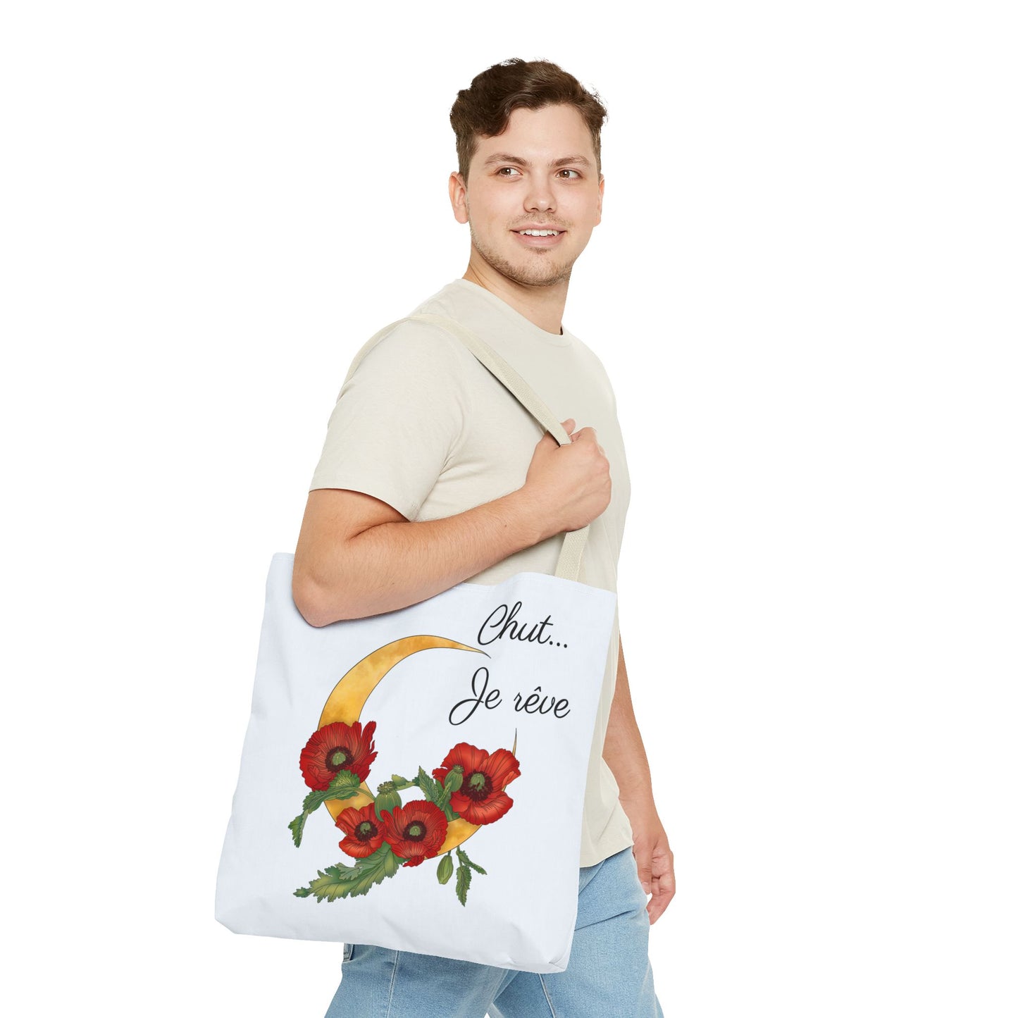 Tote Bag — "Chut... Je rêve" French Script Reversible Tote