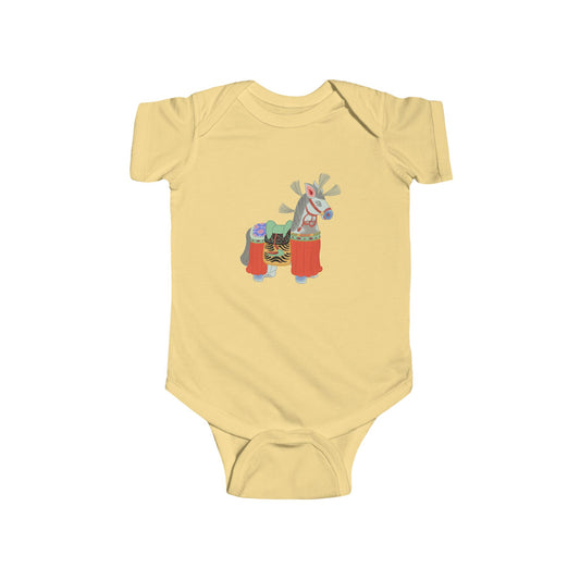 Japanese Vintage Toy Horse Infant Bodysuit – Colorful Holiday Baby Onesie