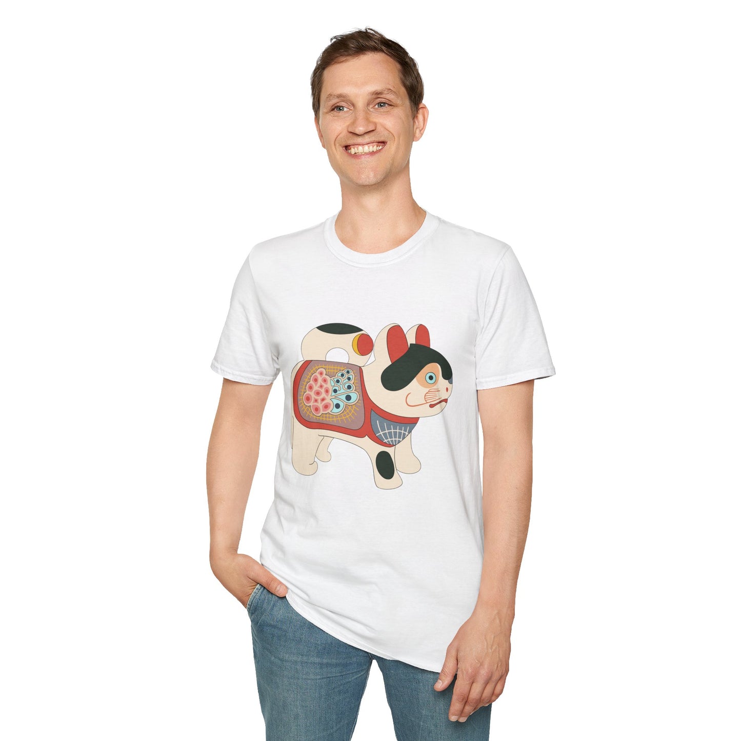 Lucky Inu Hariko illustration by Kawasaki Kyosen Tshirt— Japanese Lucky Cat Tee