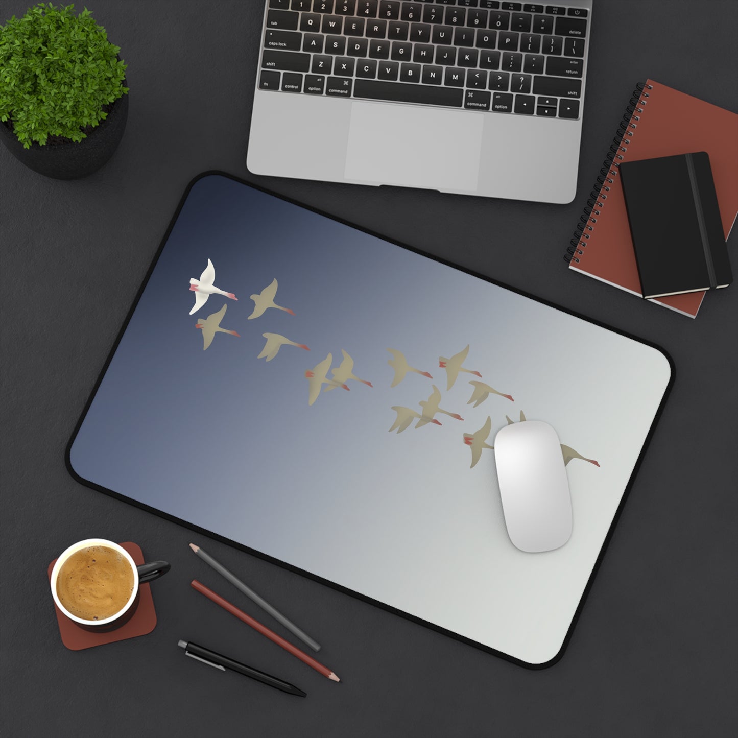 Elegant Migrating Birds Desk Mat