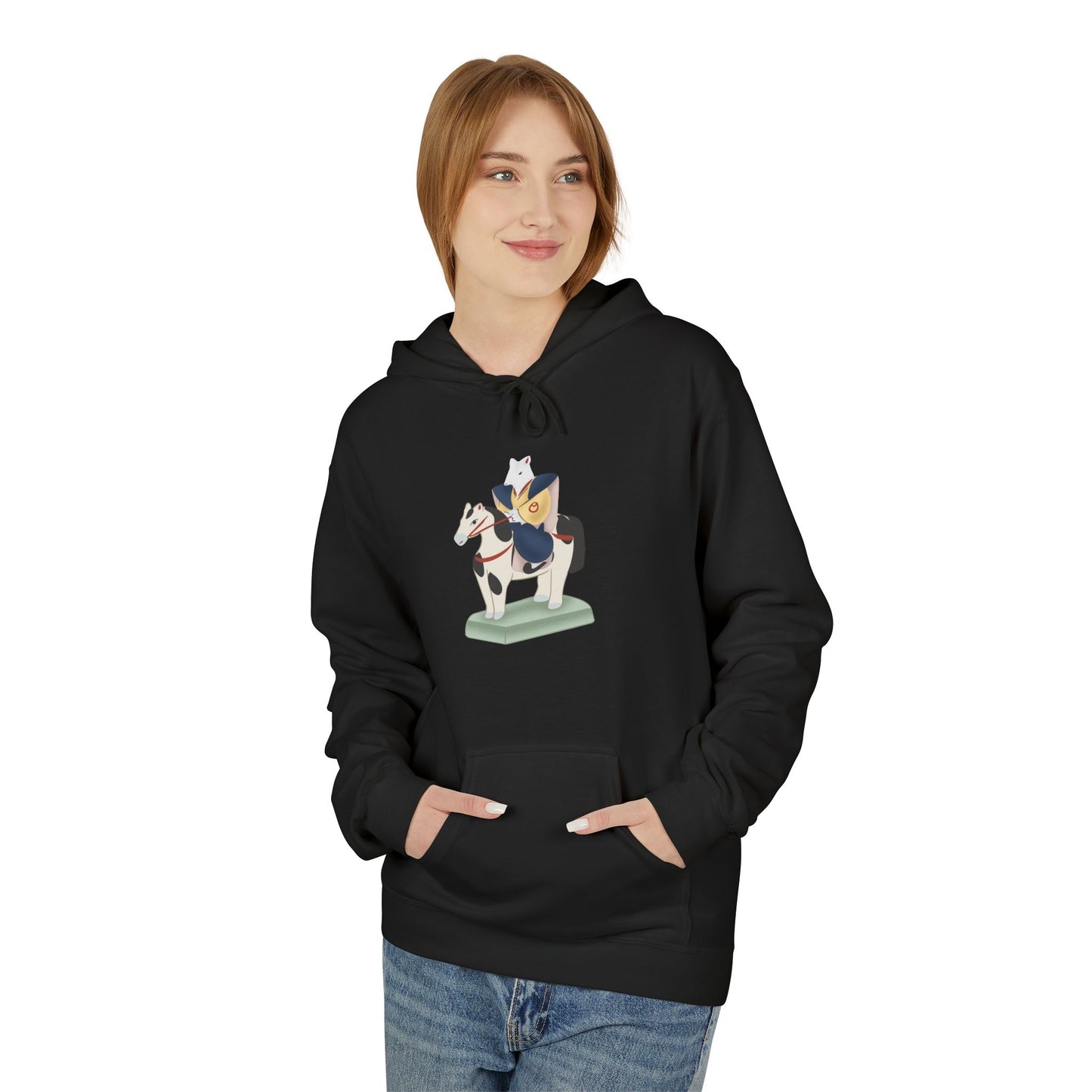 Miharu-goma Horse Hoodie — Traditional Japanese Toy Horse Graphic Sweatshirt
