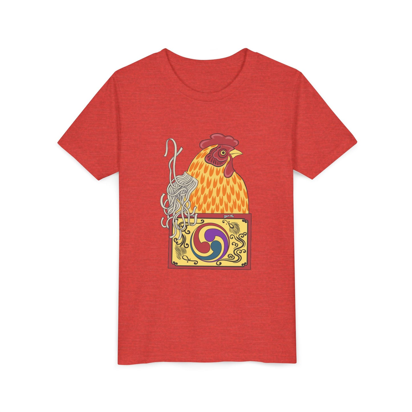 Japanese Rooster  Youth T-Shirt — Colorful Rooster Shimizu Seifū