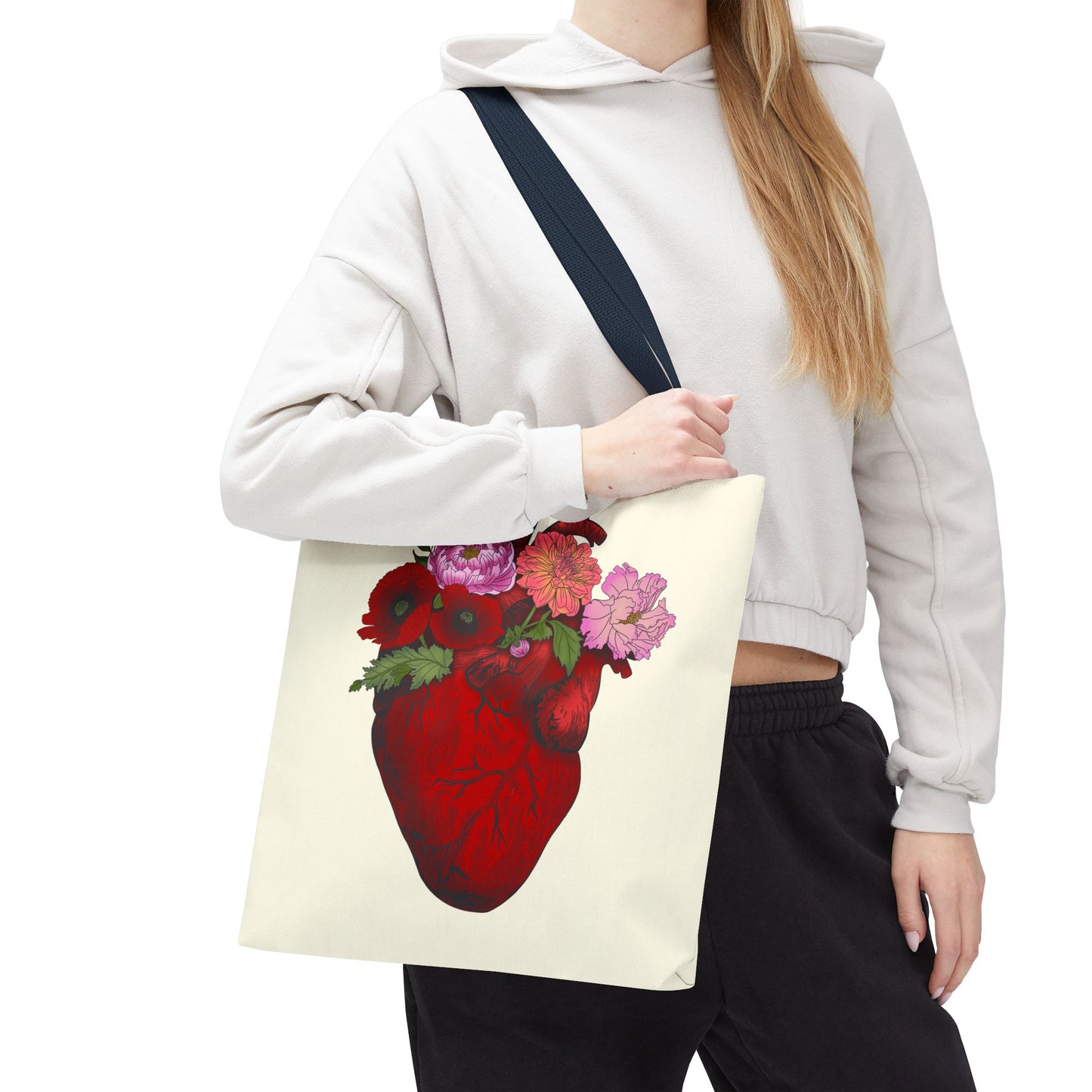 Anatomical Heart Floral Tote Bag — Valentine & Everyday Gift Tote