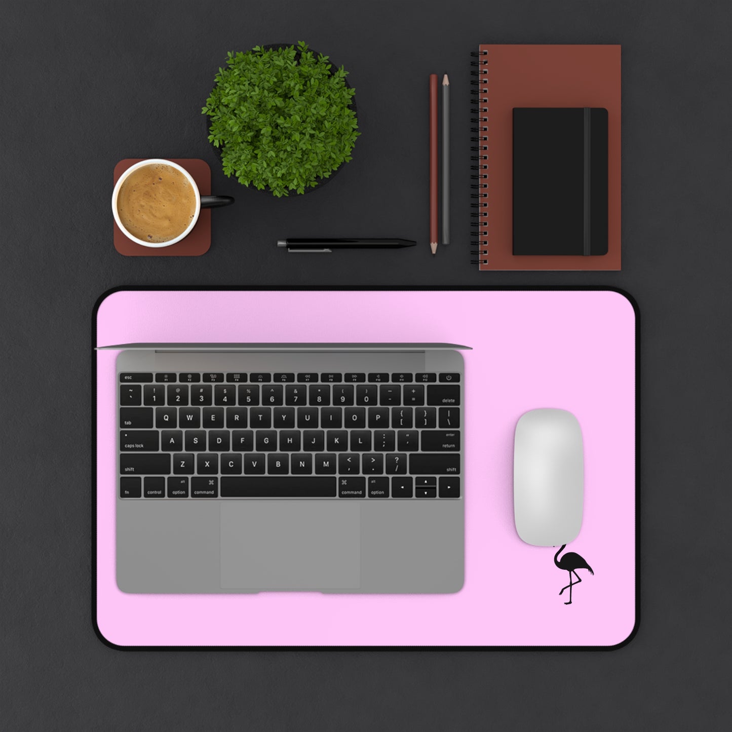 Chic Pink Flamingo Desk Mat