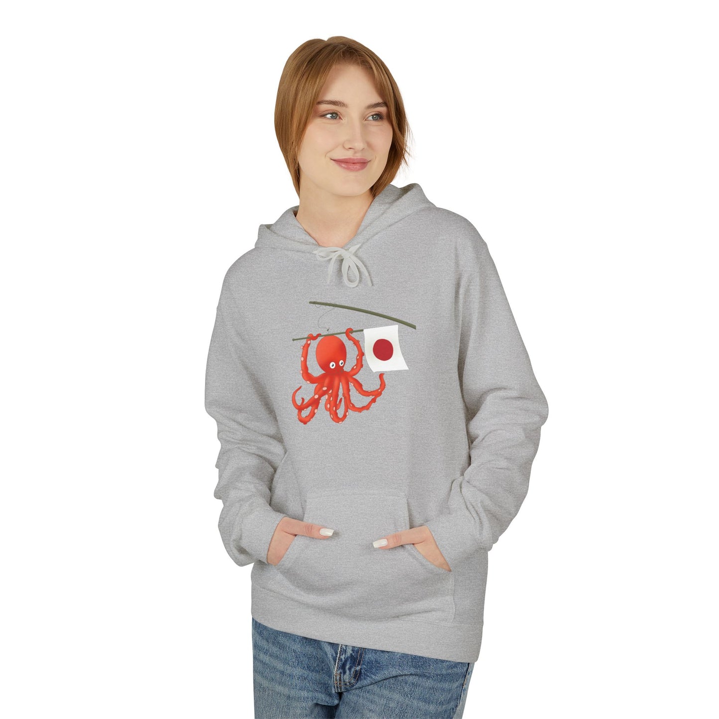 "Tako" Japanese Octopus Hoodie — Cute Red Octopus Graphic Pullover