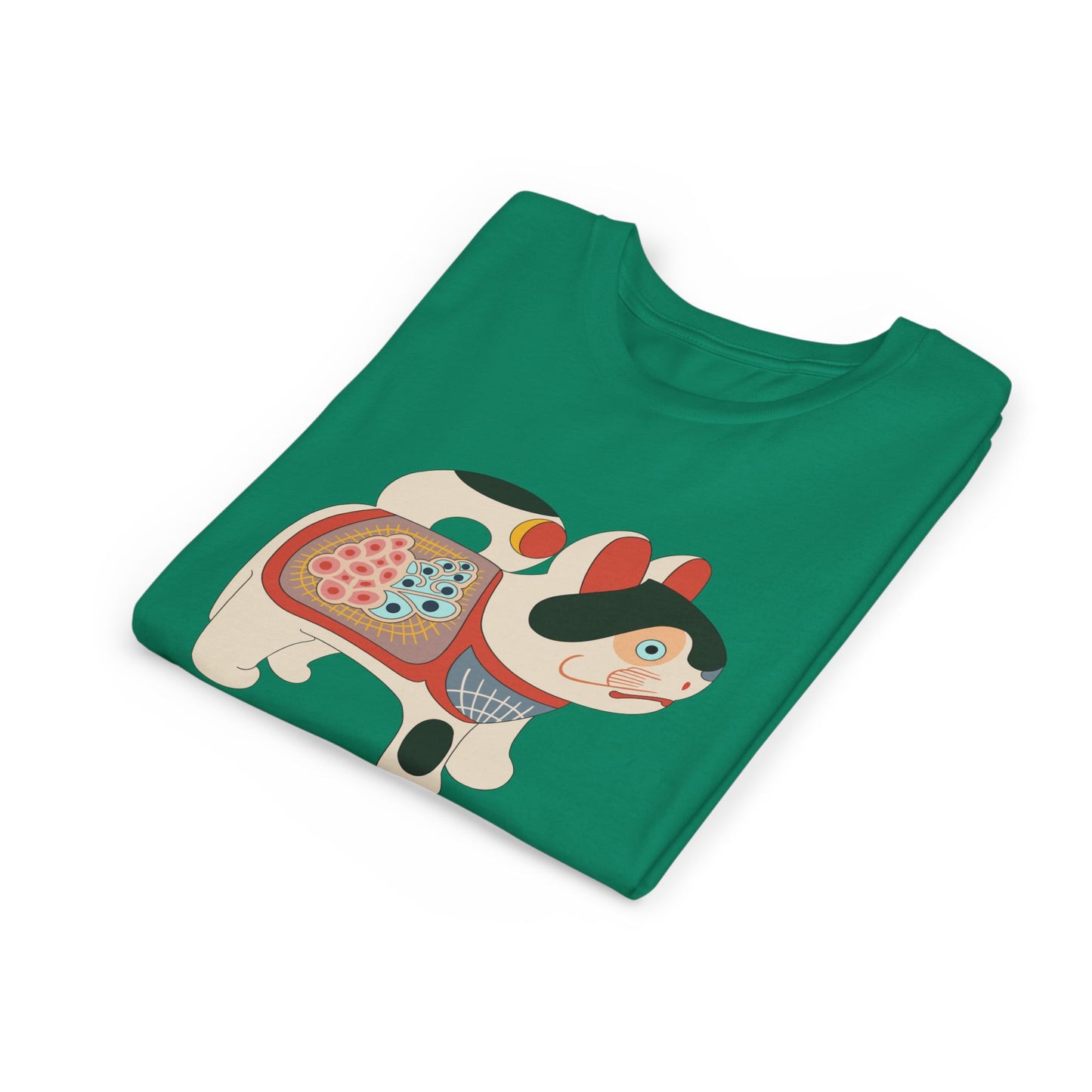 Lucky Inu Hariko illustration by Kawasaki Kyosen Youth Tshirt— Japanese Lucky Cat Tee