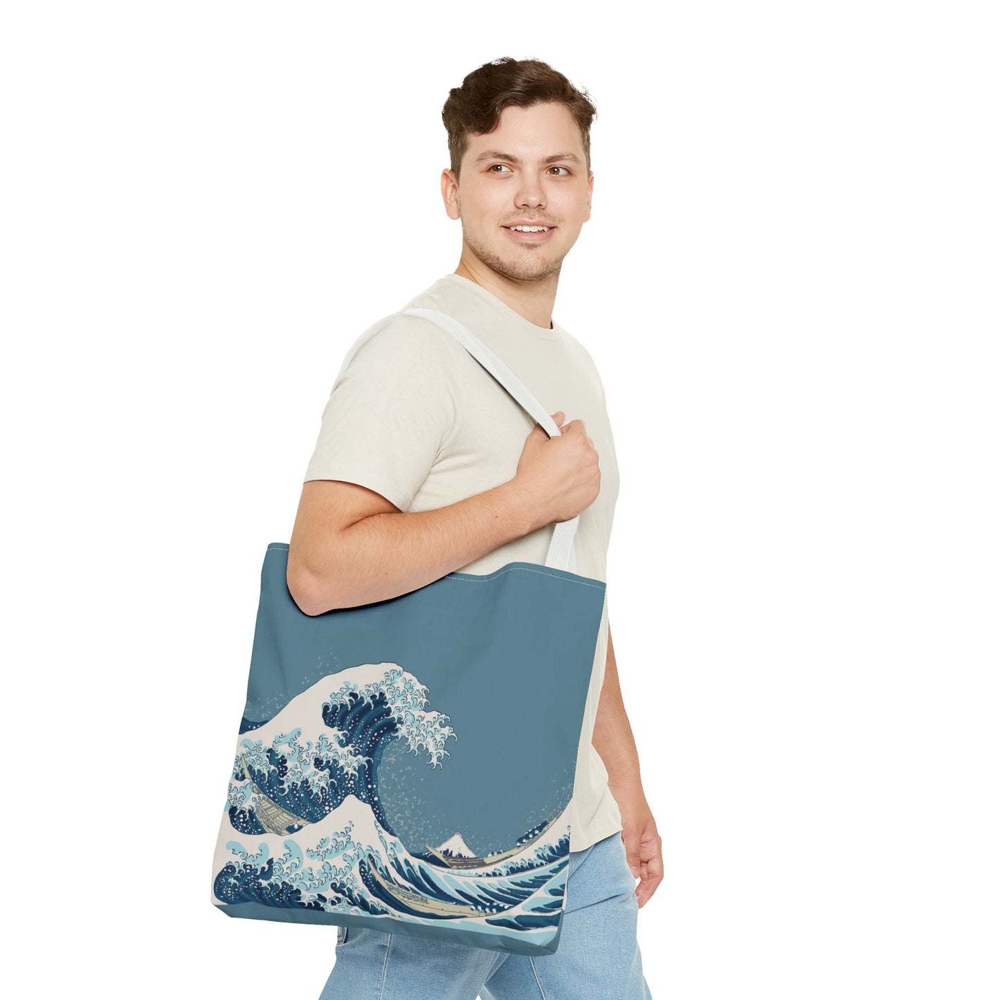 Hokusai Great Wave Tote Bag — Japanese Wave Print All-Over Canvas Beach & Market Tote