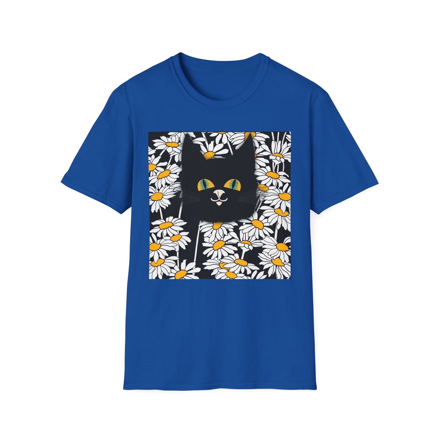Black Cat Daisy T‑Shirt — Cute Floral Cat Graphic Tee