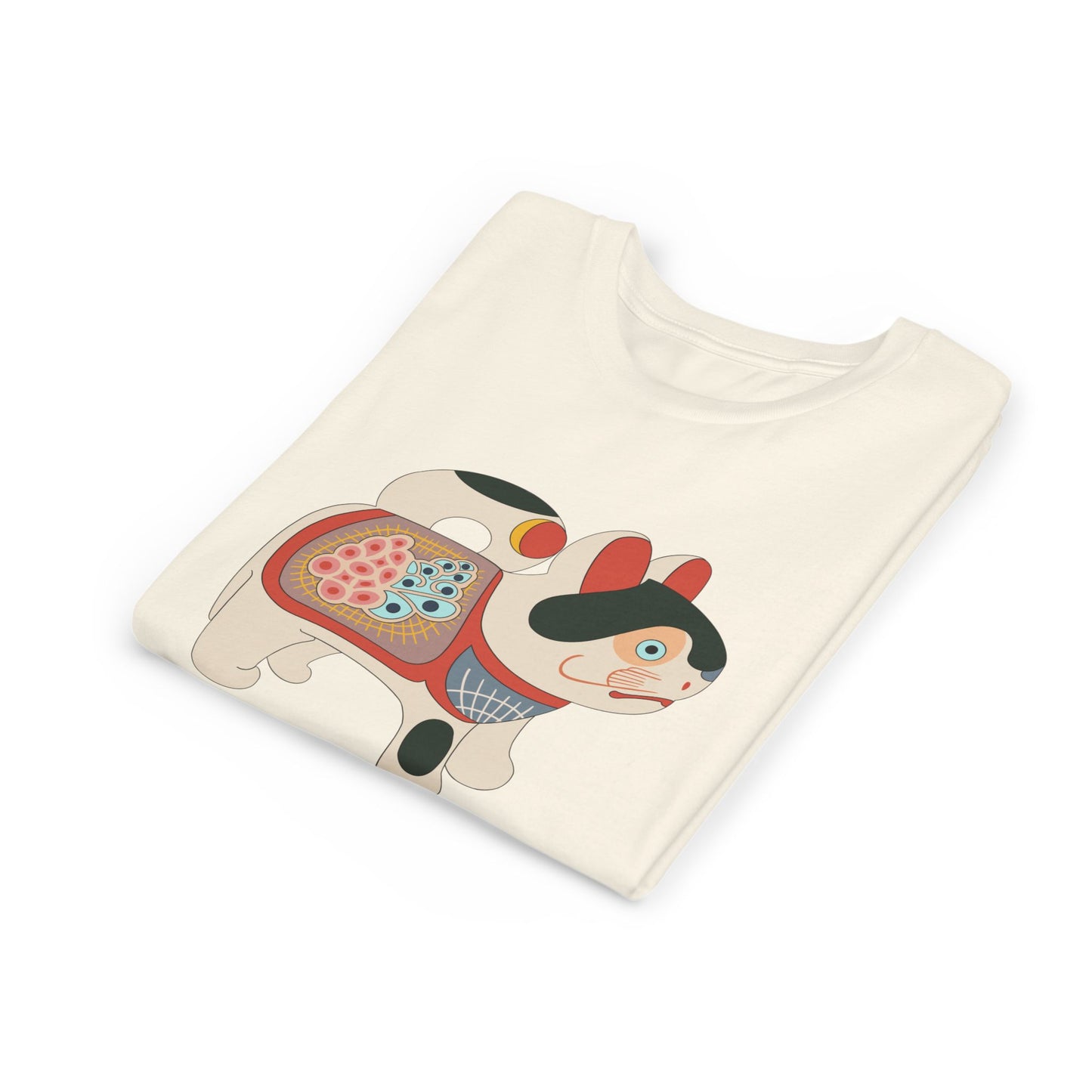 Lucky Inu Hariko illustration by Kawasaki Kyosen Youth Tshirt— Japanese Lucky Cat Tee