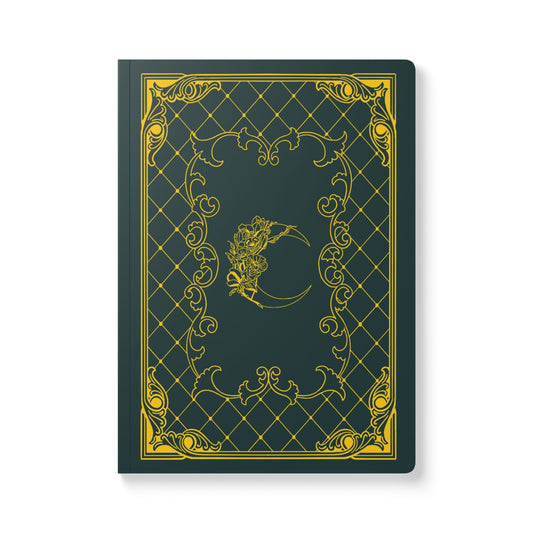 Moon Flower Vintage Book Cover Softcover Journal