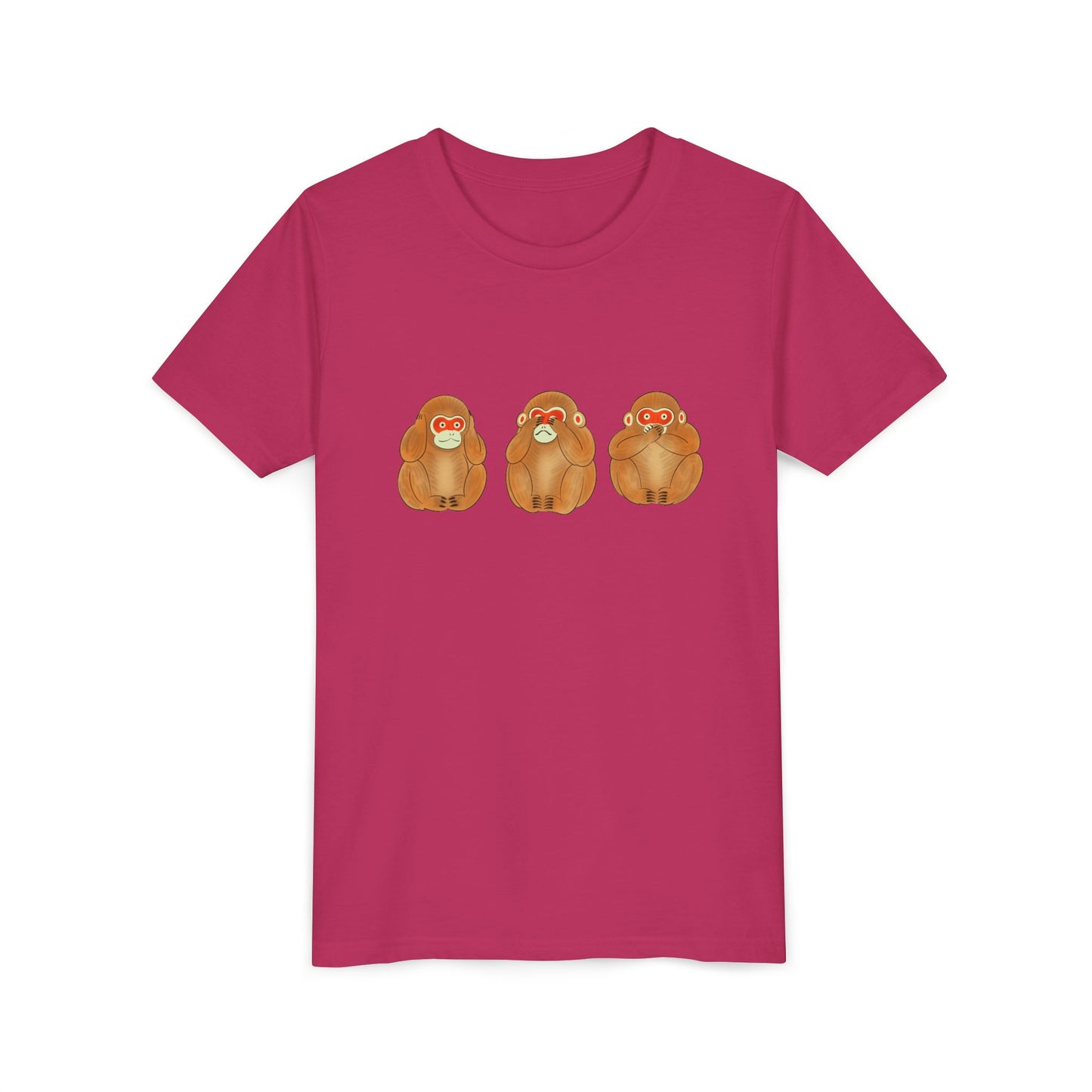 Three Wise Monkeys Fushimi clay doll Youth TShirt | Three Wise Monkeys
