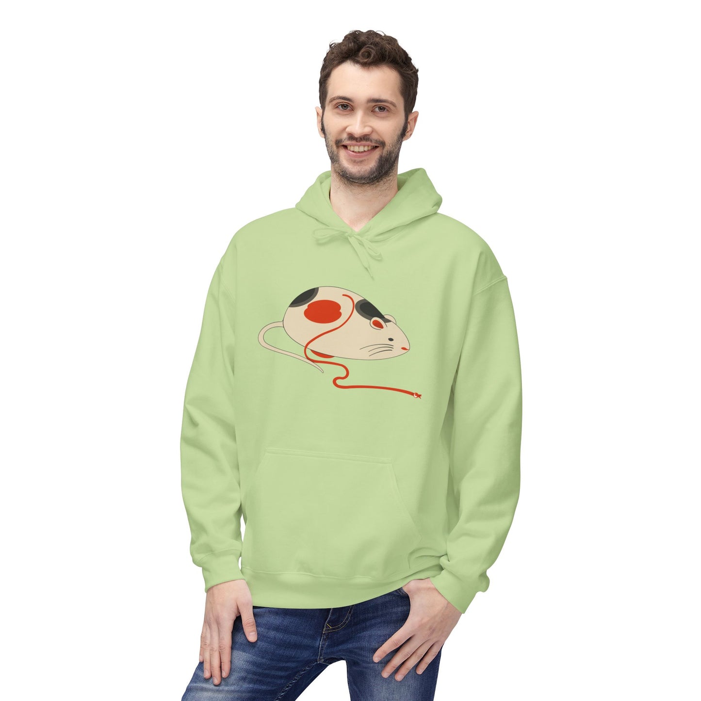 Japanese "Nezumi" Mouse Hoodie — Cute Calico Mouse Illustration Pullover