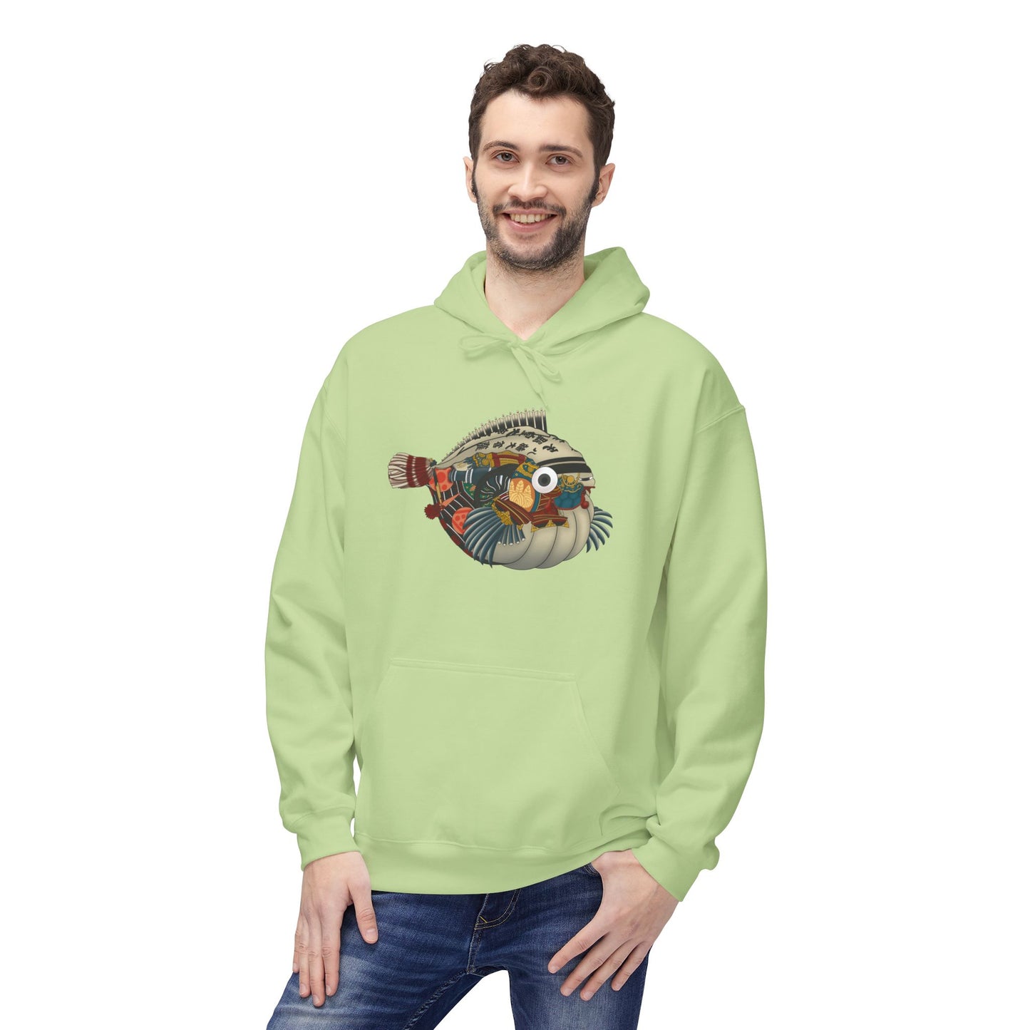 Pufferfish Art Hoodie — Colorful Japanese Fish Graphic Pullover