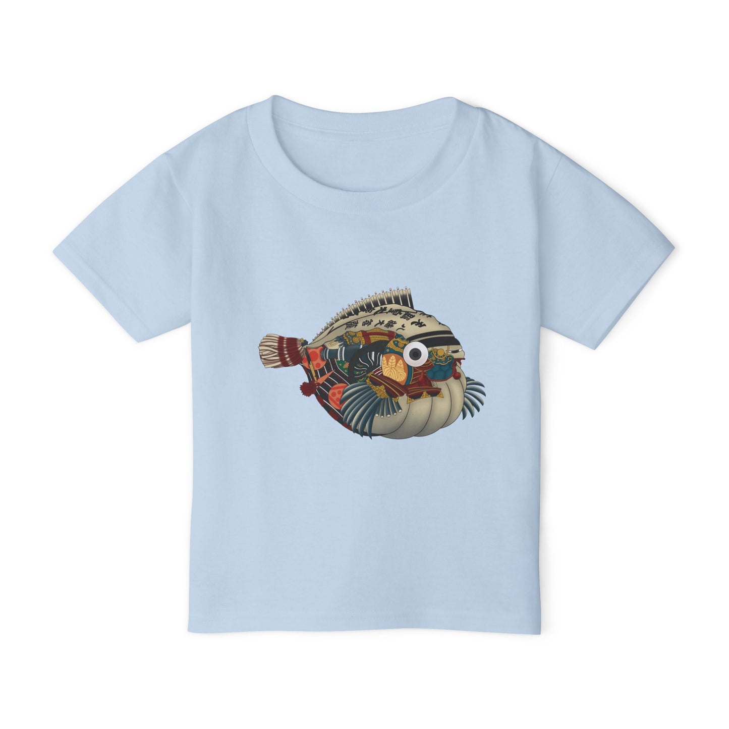 Japanese Puffer Fish Illustration Toddler T-Shirt with Colorful  — Cute Marine Animal Tee for Kids