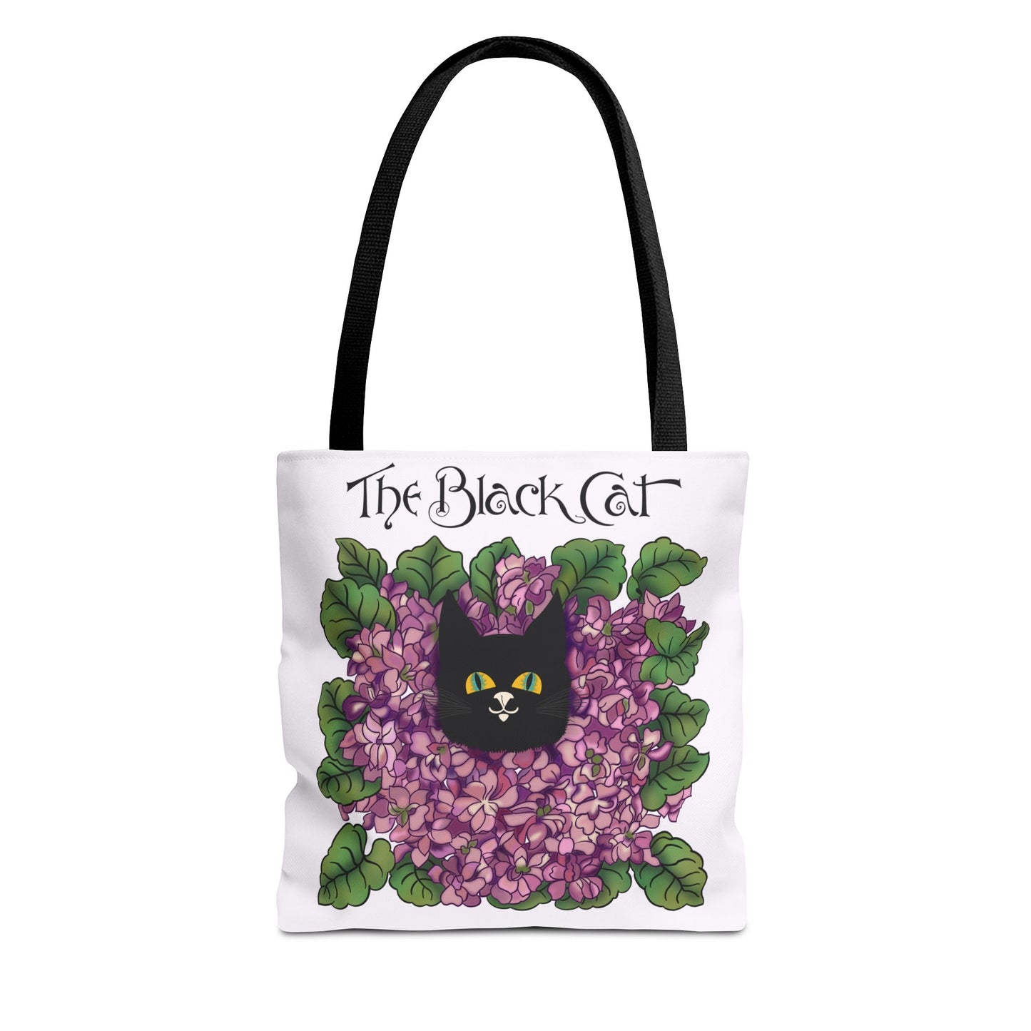 Black Cat Lilac Tote Bag — "The Black Cat" AOP Canvas Tote