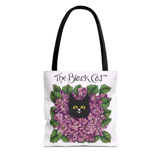 Black Cat Lilac Tote Bag — "The Black Cat" AOP Canvas Tote