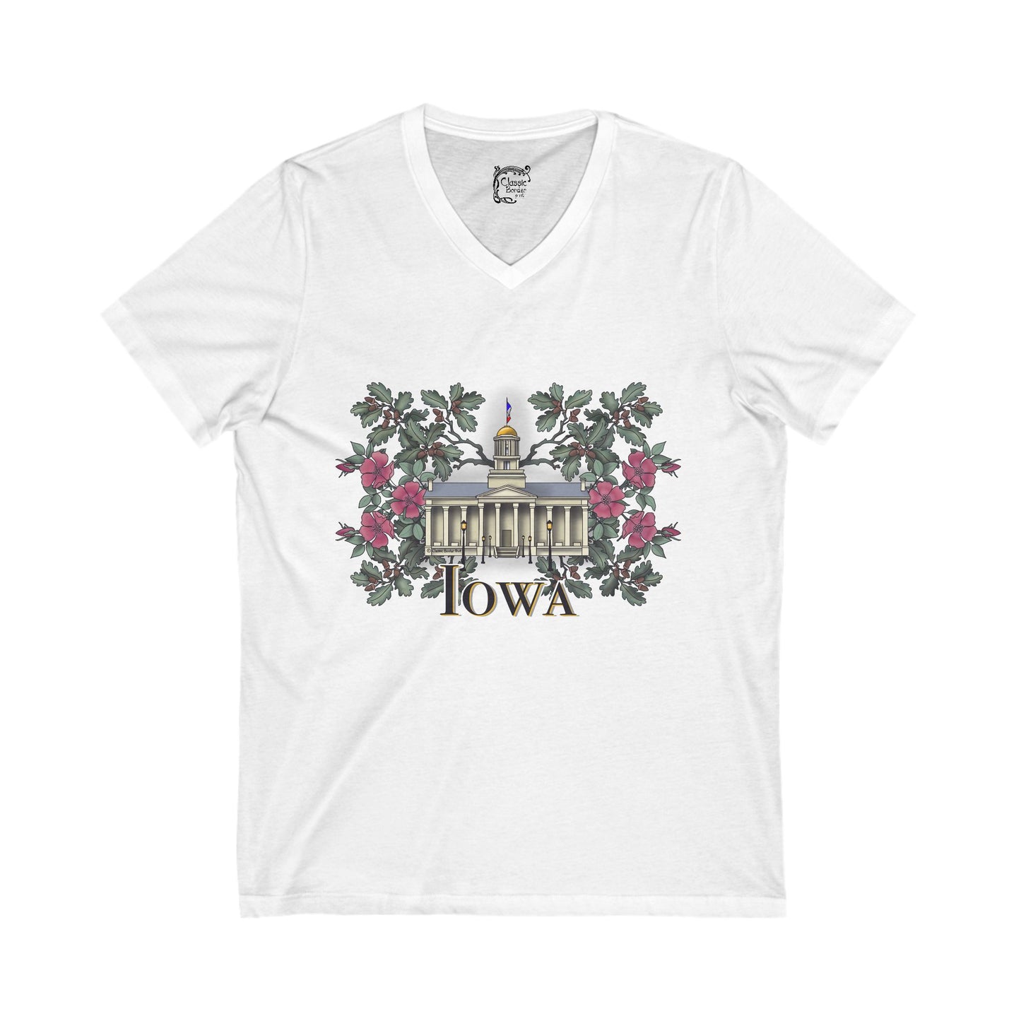 Iowa City Capitol V-Neck Tee - Unisex Short Sleeve Shirt
