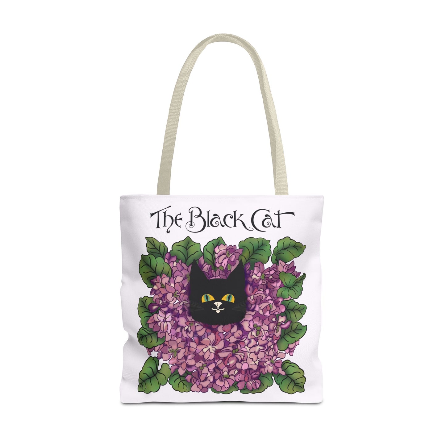Black Cat Lilac Tote Bag — "The Black Cat" AOP Canvas Tote