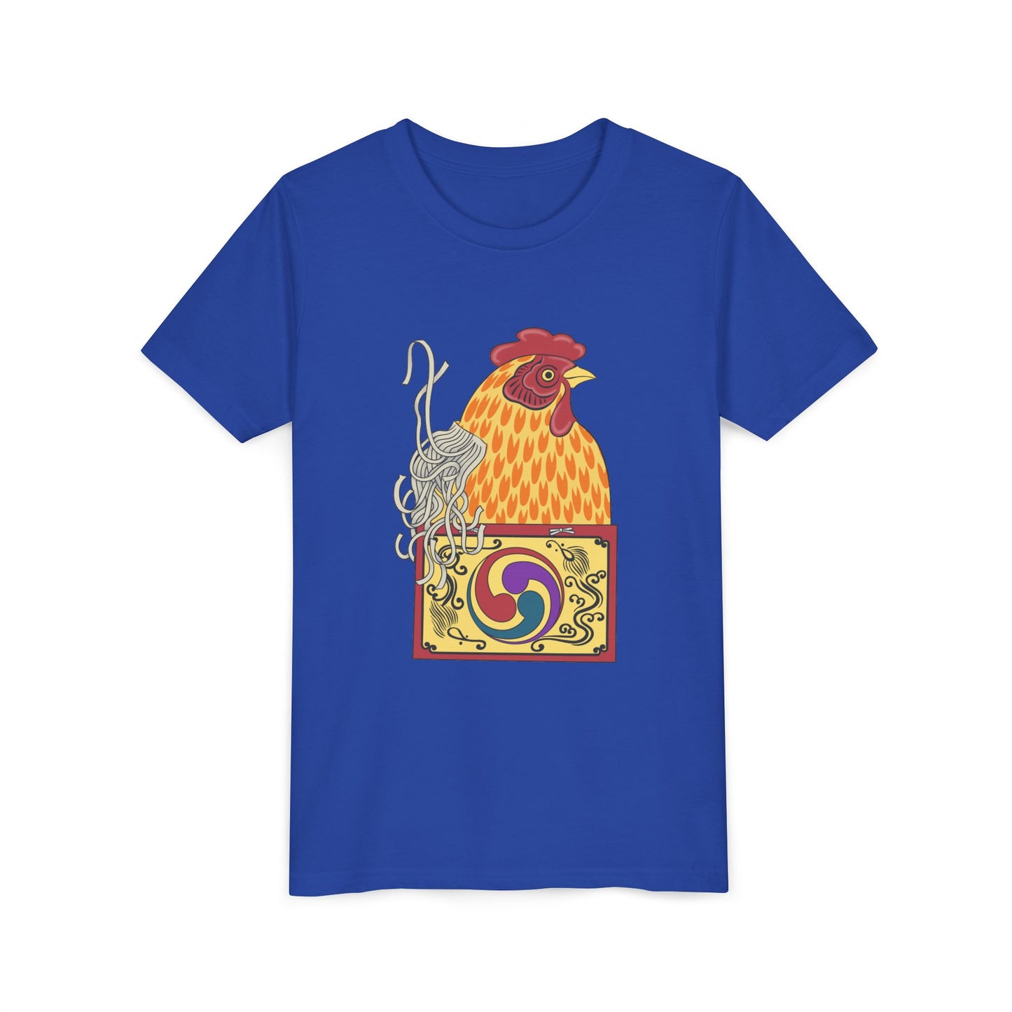 Japanese Rooster  Youth T-Shirt — Colorful Rooster Shimizu Seifū