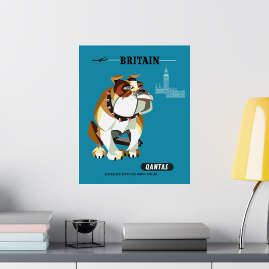 Vintage Qantas Australia Bulldog Satin Poster