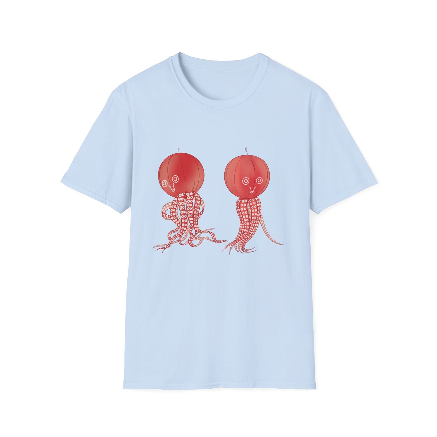 Red Jellyfish Duo by Koizumi Kawasaki TShirt — Cute Ocean Sea Creature Tees