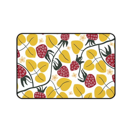 Strawberry and Floral Desk Mat
