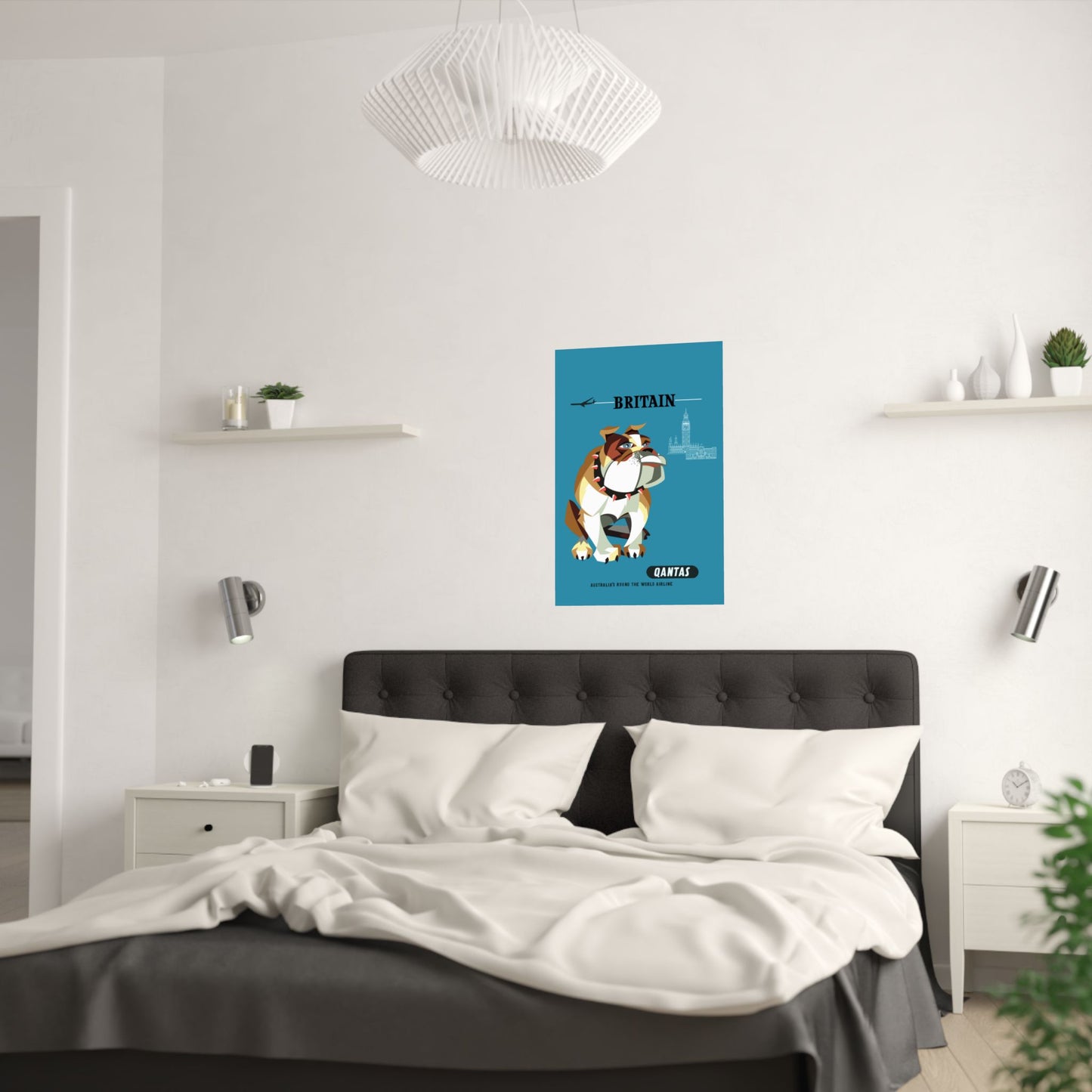 Vintage Qantas Australia Bulldog Satin Poster