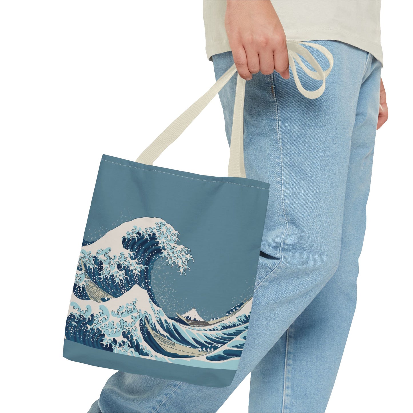 Hokusai Great Wave Tote Bag — Japanese Wave Print All-Over Canvas Beach & Market Tote