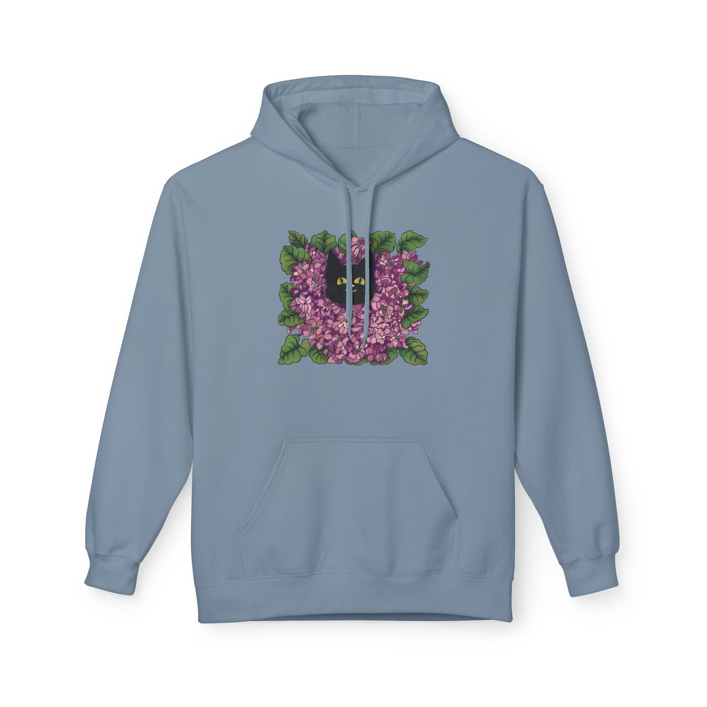 Lillac Black Cat Hoodie — Vintage Purple Lilac Graphic Pullover