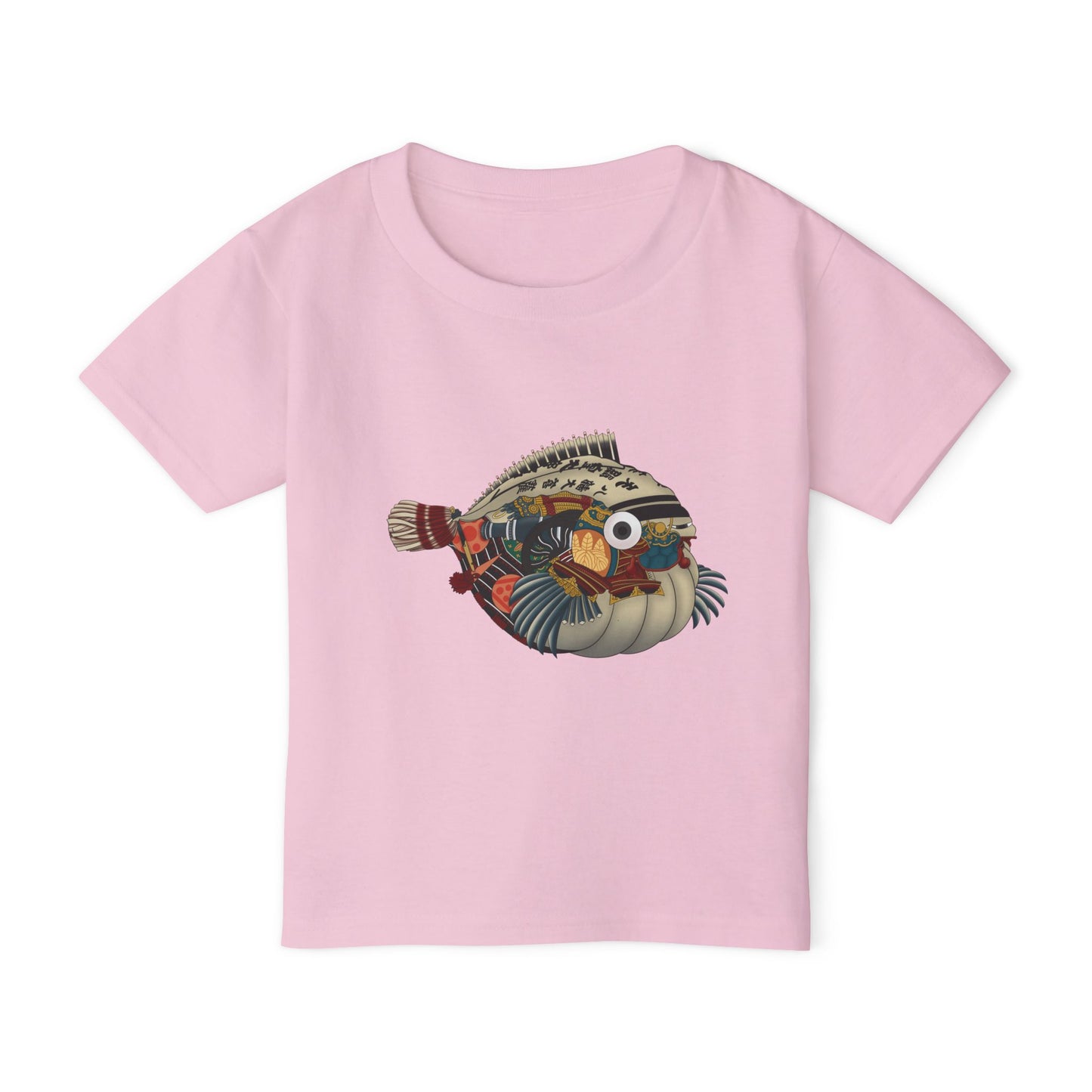 Japanese Puffer Fish Illustration Toddler T-Shirt with Colorful  — Cute Marine Animal Tee for Kids