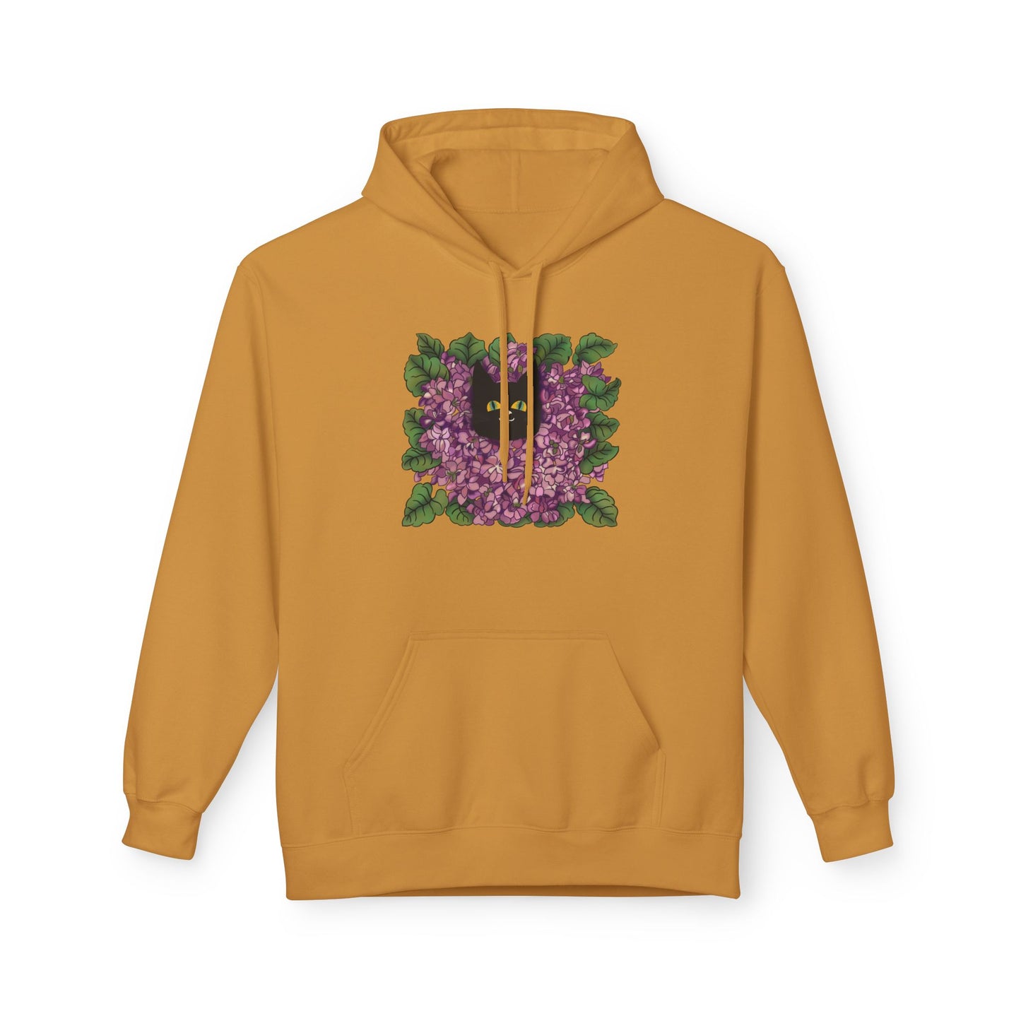 Lillac Black Cat Hoodie — Vintage Purple Lilac Graphic Pullover