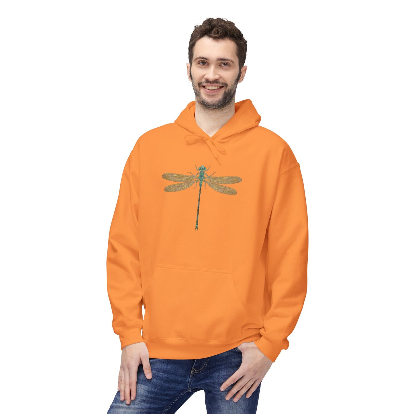 Dragonfly Minimalist Hoodie — Subtle Green Nature Graphic