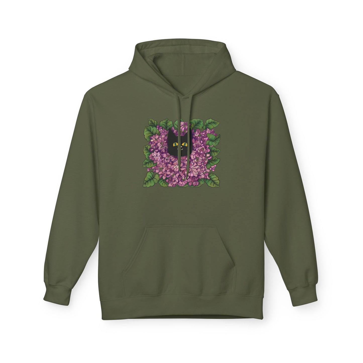 Lillac Black Cat Hoodie — Vintage Purple Lilac Graphic Pullover