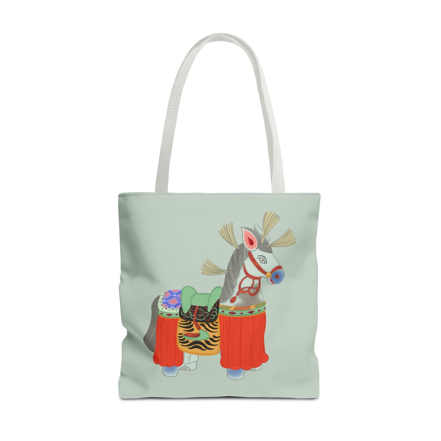 Japanese Folk Toy Horse Tote Bag — Colorful Ethnic Pattern AOP Shopper