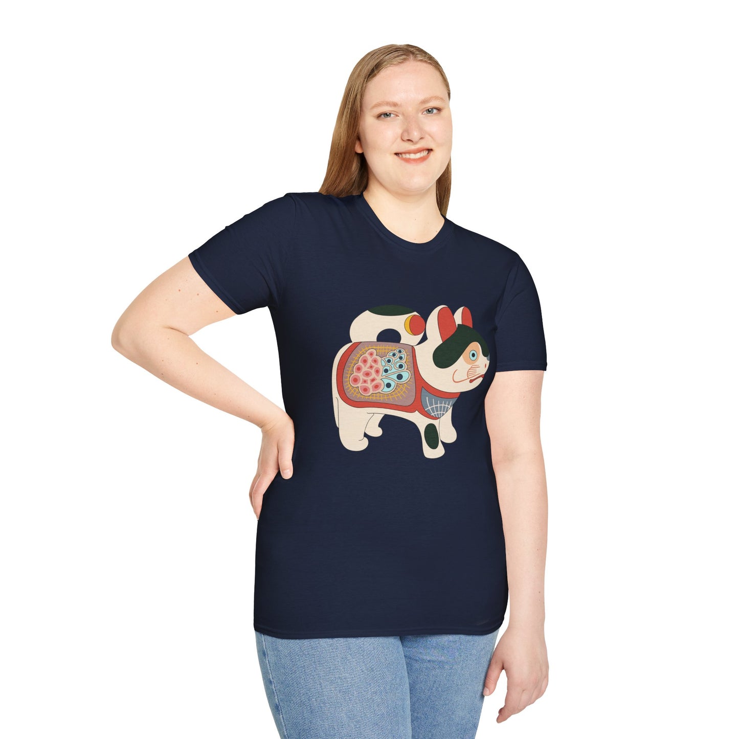Lucky Inu Hariko illustration by Kawasaki Kyosen Tshirt— Japanese Lucky Cat Tee
