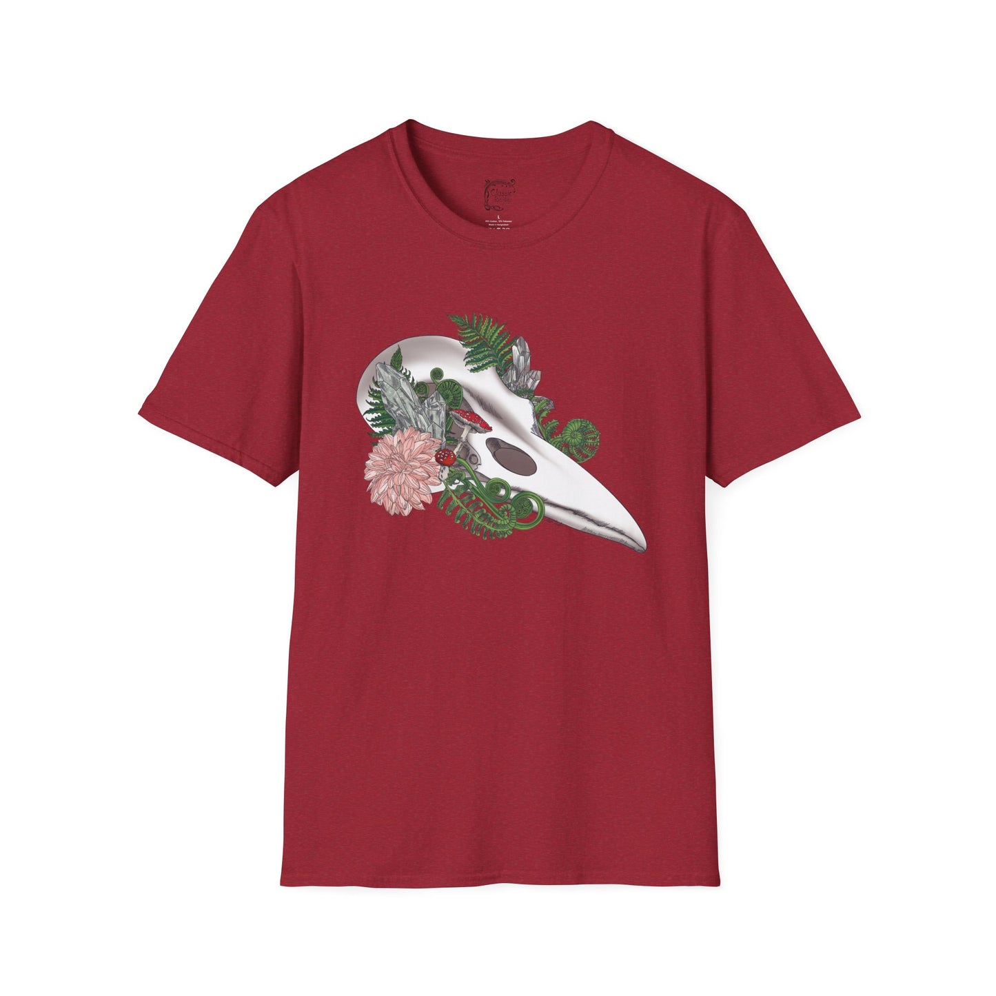 Bohemian Skull Floral T-Shirt, Unisex Softstyle Tee, Casual Wear, Nature Lover Gift, Unique Graphic Tee, Eco-Friendly Shirt