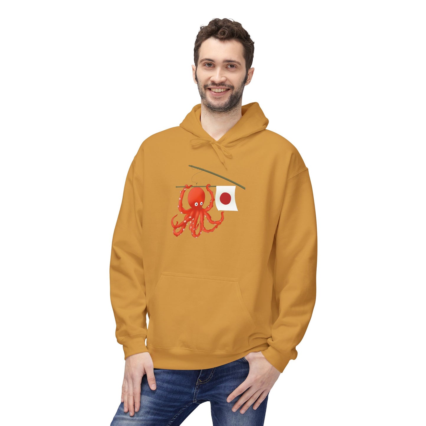 "Tako" Japanese Octopus Hoodie — Cute Red Octopus Graphic Pullover