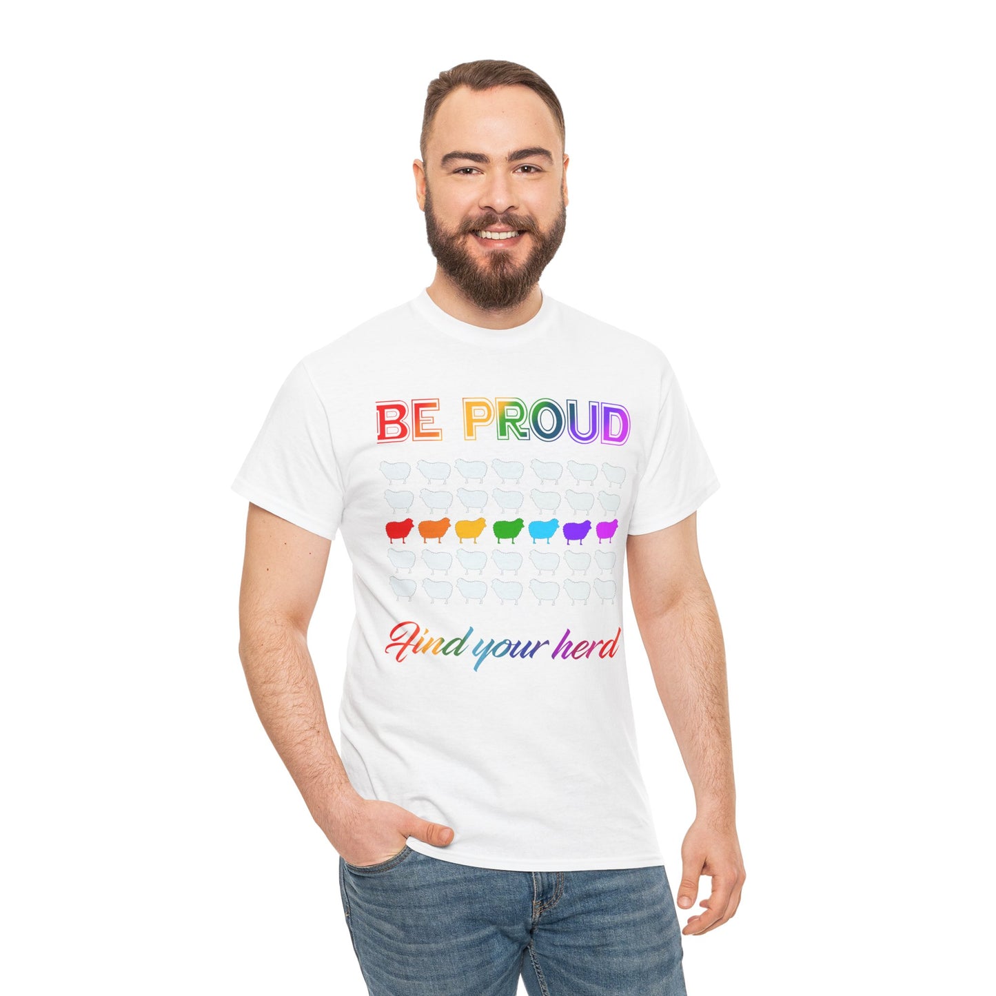 Proud Pride Tee, LGBTQ+ Find Your Herd Unisex Heavy Cotton T-Shirt,
