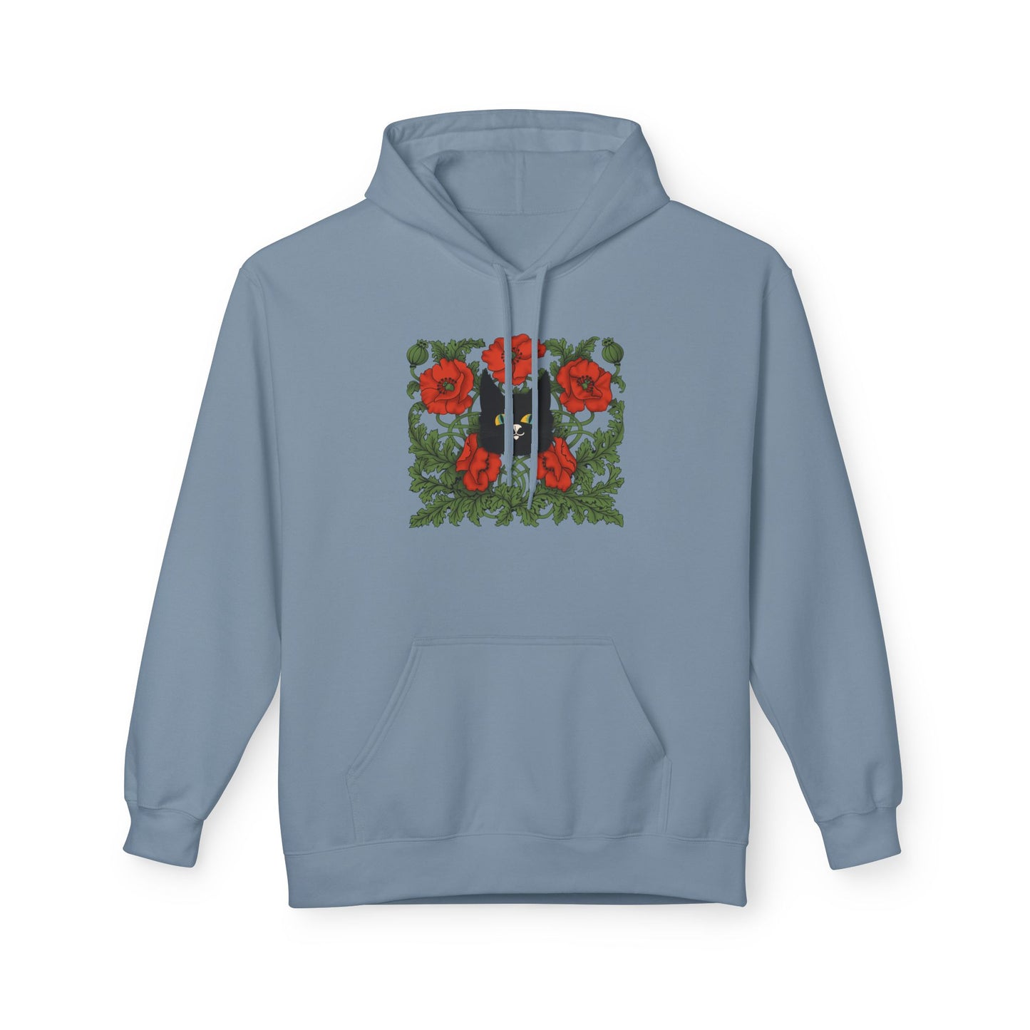 Poppy Floral Hoodie — Red Poppies Vintage Botanical Print