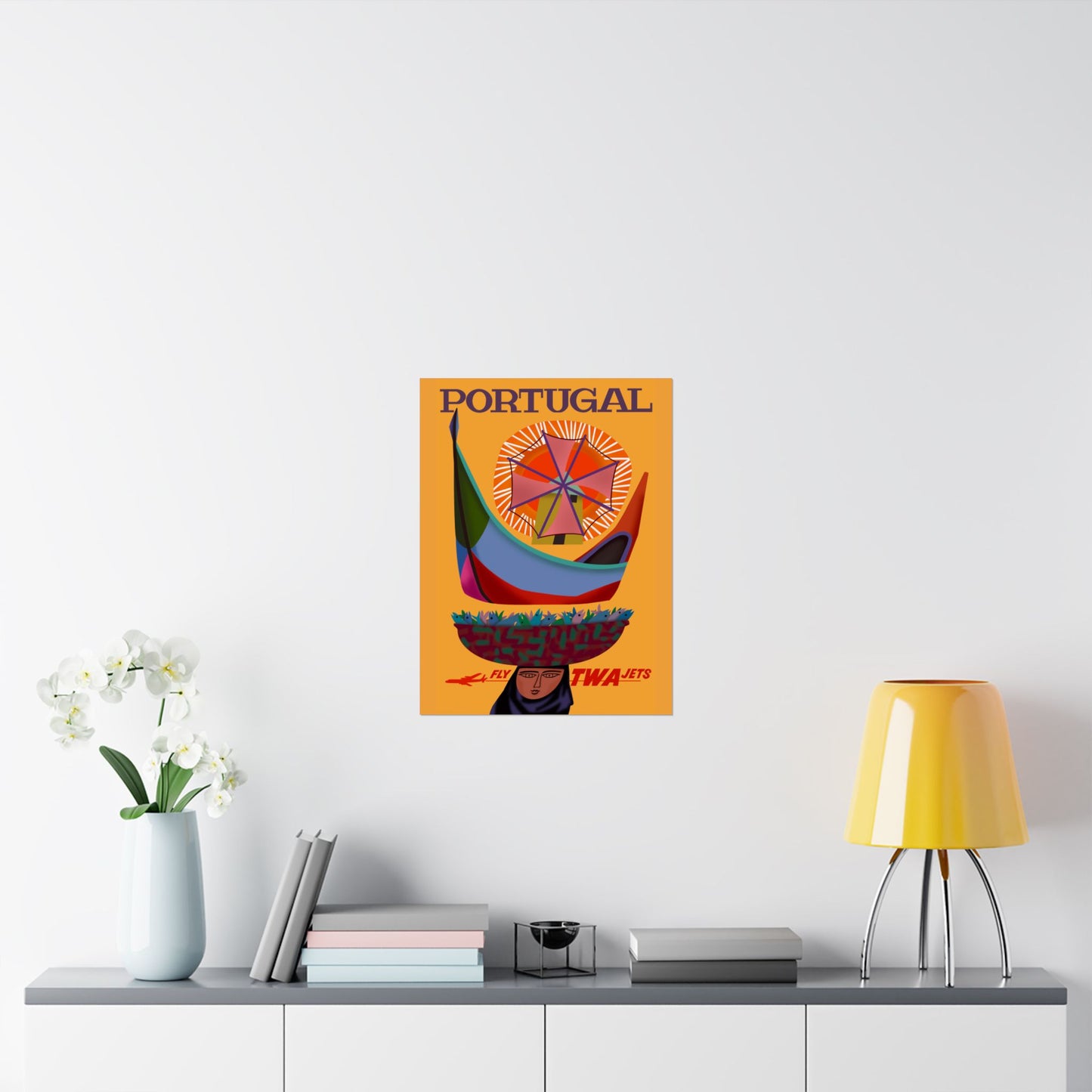 Vintage Air Travel Destination Portugal Satin Poster