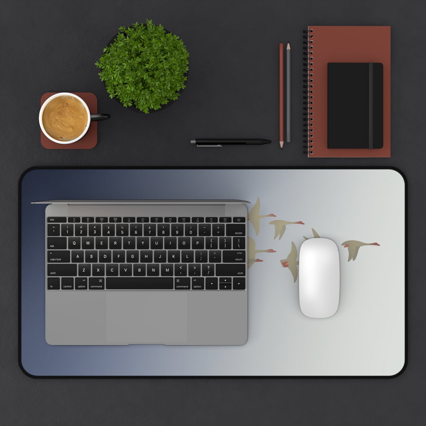 Elegant Migrating Birds Desk Mat