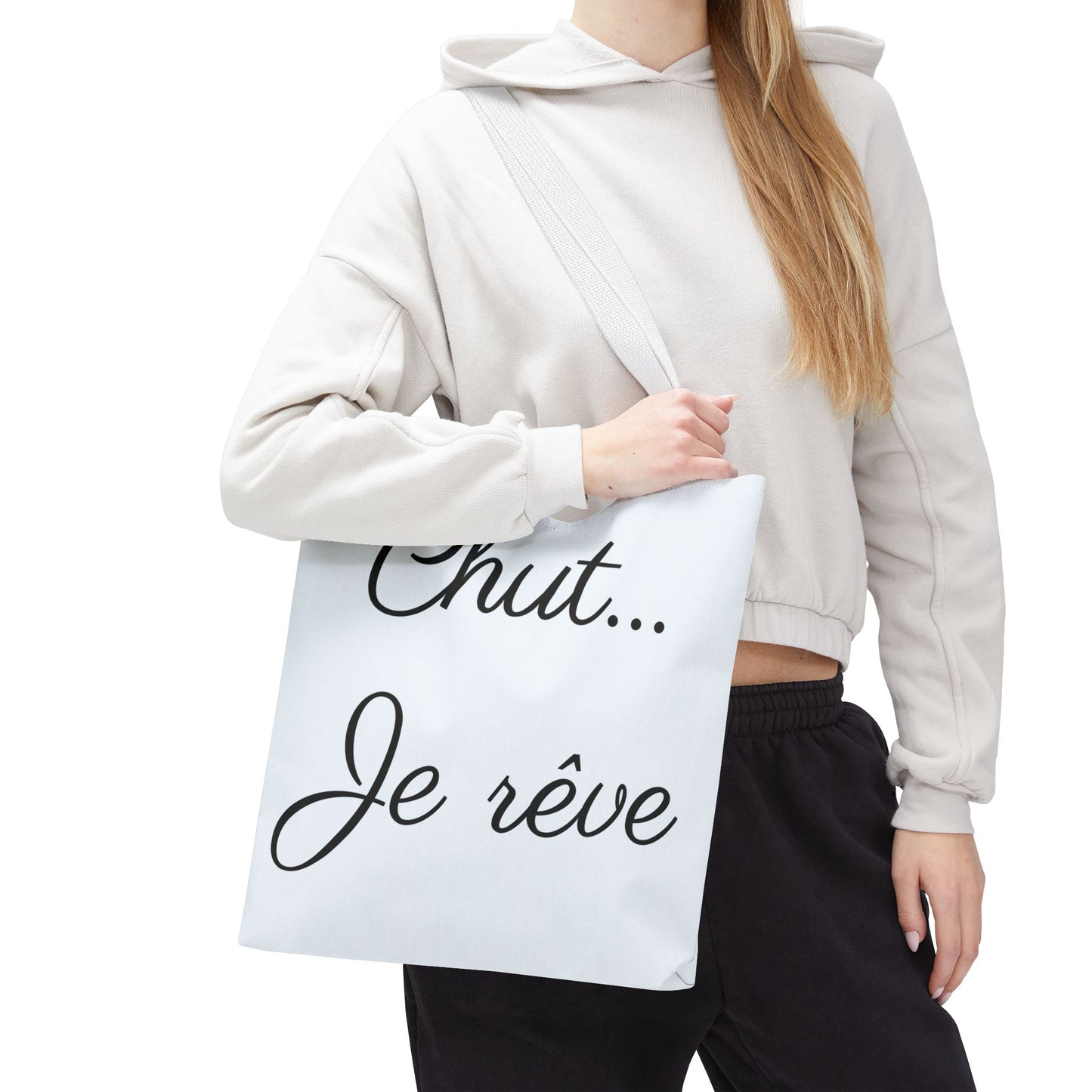 Tote Bag — "Chut... Je rêve" French Script Reversible Tote