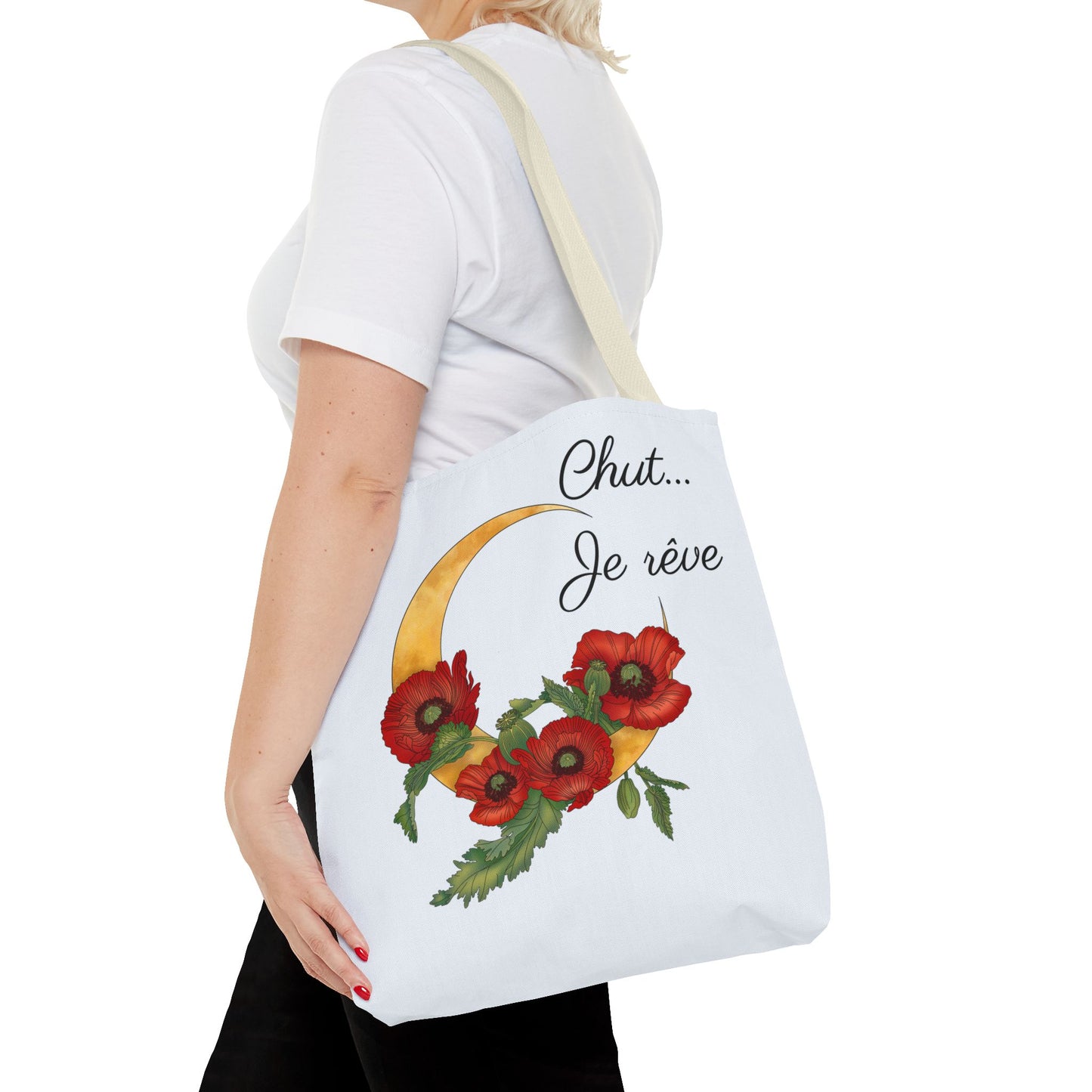 Tote Bag — "Chut... Je rêve" French Script Reversible Tote